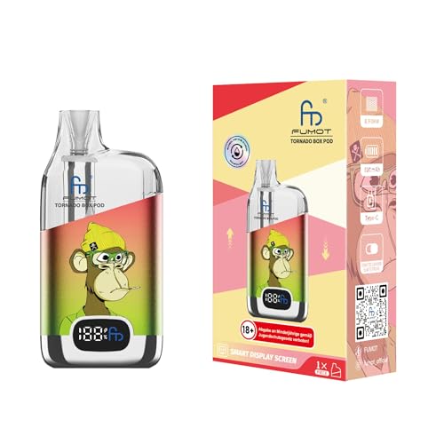 Tornado Box Pod Kit 800mAh E-Zigarette Akkuträger mit Digitalanzeige Mesh Pod Refillable System inkl. 0 9 Ohm wiederbefüllbares Leerpod USB-C Ohne Nikotin Ohne Liquid (Green Red)