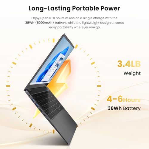 Image of 15.6 Inch Laptop, 12GB RAM 256GB SSD, Pentium 6500Y, FHD IPS Display - Lightweight Business and Student Laptop Computer for Work and School