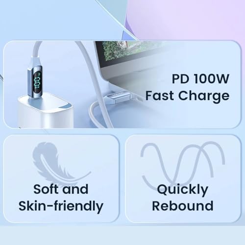 Image of iFAST Digital Display Type-C to Type-C Cable Cable | 100W Fast Charging, 480Mbps Data Transfer Speed | Compatible With MacBook, iPad, Galaxy, Pixel, Switch (1 Mtr, Pink)