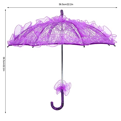Lace Umbrella, Lace Parasol, 22.2X22.2In Wedding Decoration Lace Umbrella Foldable Lace Fabric Parasol Lace Umbrellas For Tea Party, Weddings, Party Decorations, Concerts (Purple) #TOP3