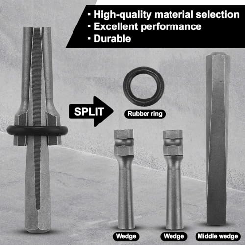Image of Gisafai 10 Pcs Rock Splitting Wedges, 5 /8'' Wedge and Feather Shims, Heavy Duty Chisel and Feather Stone Splitting Tools Rock Hounding Equipment for Marble Rocks Concrete Granite