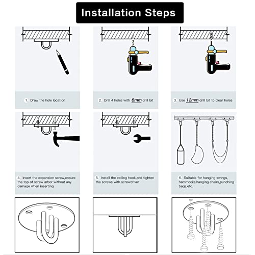 LAPONO-Ceiling-Anchor-4-Holes-Fitness-Suspension-Hook-Hammock-X-Mount-Bracket-Yoga-Swing-Wall-Mount-for-Battle-Rope-Gym-Straps-Gymnastic-Rings-Resistance-Band-Aerial-Bungee
