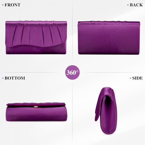 Image of UBAYMAX Clutch Purses for Women Formal, Pleated Satin Evening Bag Purse Handbags Evening Clutch for Prom Party Wedding