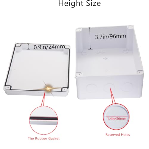 Image of Junction Box, Reserved Holes Electrical Boxes Waterproof IP65 ABS Plastic Electrical Power Cord Enclosure Project Box White 10 x 7.9 x 4.7 inch(255x200x120mm)