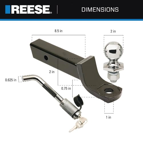 Reese Towpower 7005100 Interlock Anhängerkupplung Kugelhalterung Sicherheitsset, passend für 5,1 cm Vierkant-Empfänger, 5,1 cm Drop, 0,75 Zoll Steigung, 2,7 kg Kapazität