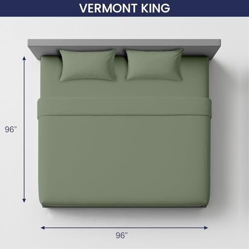 Image of SGI Bedding 96 inchx96 inch 4 Pc Vermont King Sheet Set 600 TC 12 inch Deep, Moss