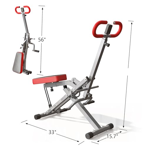 Image of SogesPower Squat Machine for Home Gym, Squat Rowing Machine with Adjustable Resistance and Optional Full Motion, Squat Assist Trainer for Glutes & Legs Workout, Up to 330lbs