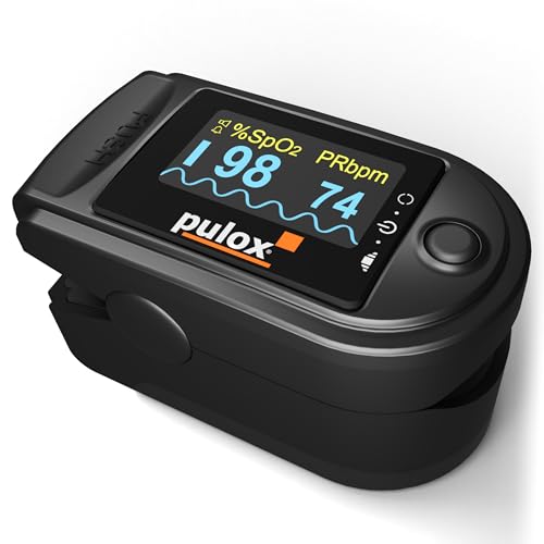 Pulsioxímetro Pulox PO-200A Solo en negro - Oxímetro con señal acústica para medir pulso, saturación de oxígeno y Índice de perfusión