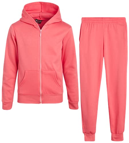 Real Love Girls Sweat Suit Set - 2 Piece Soft Fleece Zip Up Hoodie and Jogger Sweatpants for Girls (Sizes:7-16)