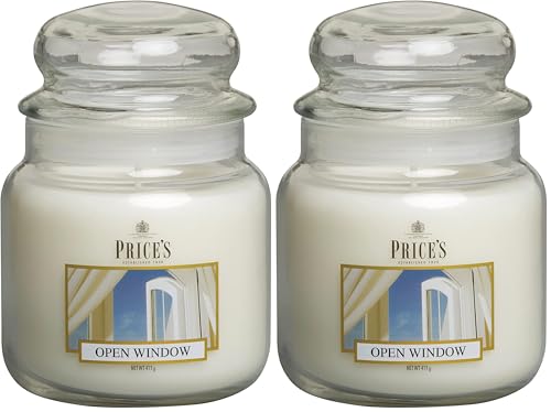 Price's - Open Window Medium Jar Candle - Sweet, Delicious, Quality Fragrance - Long Lasting Scent - Up to 90 Hour Burn Time (Pack of 2)