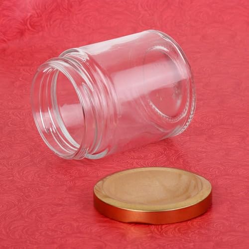 Image of Glassbunny 500ml Glass Jar with Rust Proof Air Tight Lid, Suitable to Use in Your Home Office, Kitchen Storage, Gold Cap Pack of 4