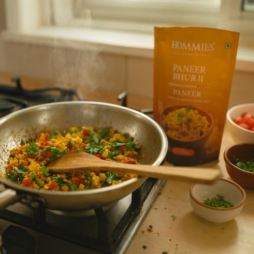 Image of Hommies Paneer Bhurji Curry Spice Mix (Pack of 4) | Paneer Bhurji Masala | Ready to Cook in 15 Mins | Just Add Paneer & Milk | Serves 4 | Made with Cashew Nuts | No Preservatives | 200 g (4 x 50 g)