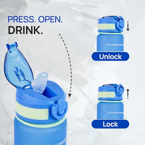 Image of SKYTONE Water Bottle 1 Litre, Motivational Water Bottles, Leakproof Durable BPA-Free Non-Toxic Bottle for Office, Gym, Home, Outdoor (Blue)