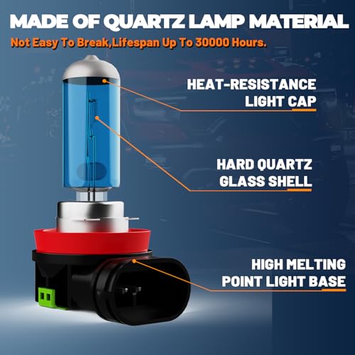 Image of Headlight Bulbs Compatible With Nissan Pathfinder 2017-2020, H11 High Beam + H11 Low Beam + H11 Fog Lights Halogen Light Bulb, Super Bright 6000K White, Plug and Play, Pack of 6