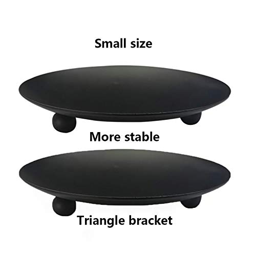 Yyaaloa 2 Pcs Black Decorative Iron Plate Candle Holder 4.33'' Candle Stand Candle Plate For Led & Wax Candles, Incense Cones, Spa, Weddings (Black-2 Pack) #TOP1
