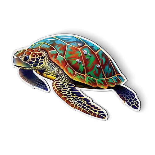 Pretty Colorful Sea Turtle Swimming - 5" Magnet for Car Locker Refrigerator