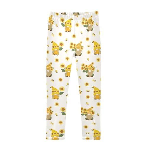Girls Leggings Yellow Sunflowers with Gnomes Toddler Girls Clothes Leggings for Girls Toddler Girls Leggings 3-4T