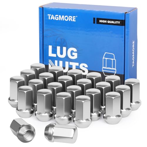 TAGMORE 24pcs M14X1.5 Lug Nuts - OEM Wheel LugNuts Compatible with Grand Cherokee Wrangler Ram 1500 2500 Silverado Tahoe Suburban Sierra Yukon Chrome Acorn Nuts