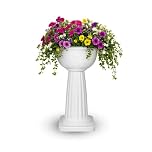 HOMION Pedestal Flower Plant Pot Planter 40cm White Jardinière Round Planter Pot Venetian Plastic Garden Bowl Free Standing