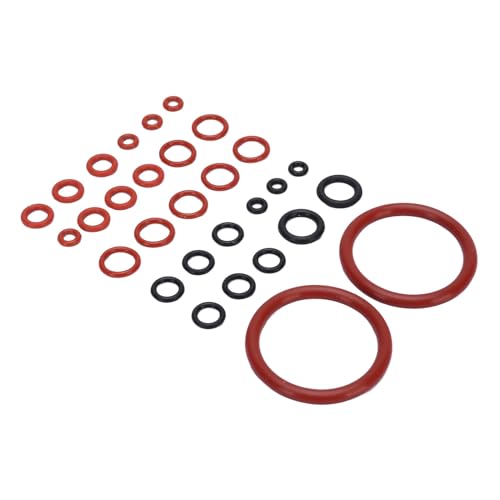 Jectse Sello de Junta Tórica para Máquina de café, Kit de Juntas de Repuesto de Silicona, Arandela de Sellado Grande y Pequeña para Máquina de café Expreso, Negro y Rojo (30PCS)