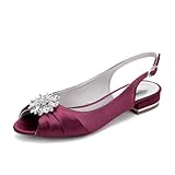 [Design] Ballerines à bout ouvert pour femmes chaussures de mariage plates en satin, semelle intérieure douce et confortable, semelle durable et anti-caoutchouc, talon plat de 2 cm maintenant parfaitement l'équilibre entre élégance et confort, laissez chaque pas détendu et confortable