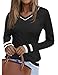 Kistore Pullover für Damen Sweatshirt Damen V-Ausschnitt Top Langarmshirt Elegant Oberteile Autumn Clothes Streifen L