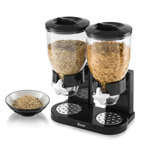 Swan SWKA1070N Double Cereal Dispenser, Tap mechanism, Black, 3.5 Litre