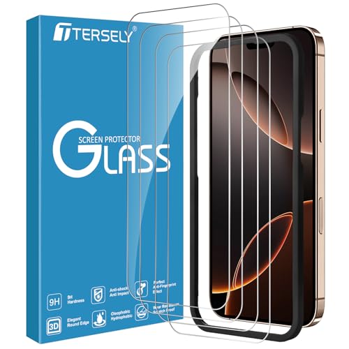 T Tersely [4 Pack] Screen Protector for iPhone 16 Pro (6.3 inch) Tempered Glass with Installation Alignment Frame Case Friendly HD Clear