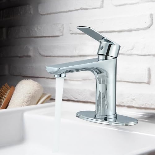 Mosson Bathroom Faucet Chrome Bathroom Sink Faucet with Pop-Up Drain & Deck Plate,Single Handle Bathroom Faucet for Sink 1 or 3 Hole Deck Mount by MOSSON - Image 2