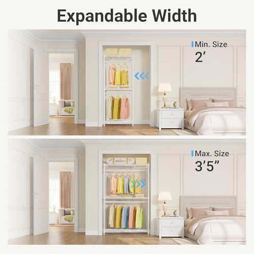 Image of VIPEK X1 Expandable Clothes Rack Heavy Duty Adjustable Closet System White