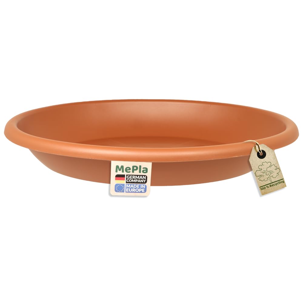 MePla Blumentopf-Untersetzer für Pflanzkübel Cilindro - runder Kunststoff-Unterteller - wetterfestes Pflanzgefäß - UV-beständig - Ø 34 cm (Innen: ø 25 cm) - Terracotta