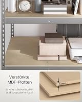 SONGMICS Schnelle Montage, Schwerlastregal, Standregal, Lagerregal, Küchenregal, Regal, 5 Ablagen, 60 x 120 x 180 cm, bis 875 kg belastbar, für Keller, Küche, Arbeitszimmer, silbern GLR600E01 – Ansicht 8