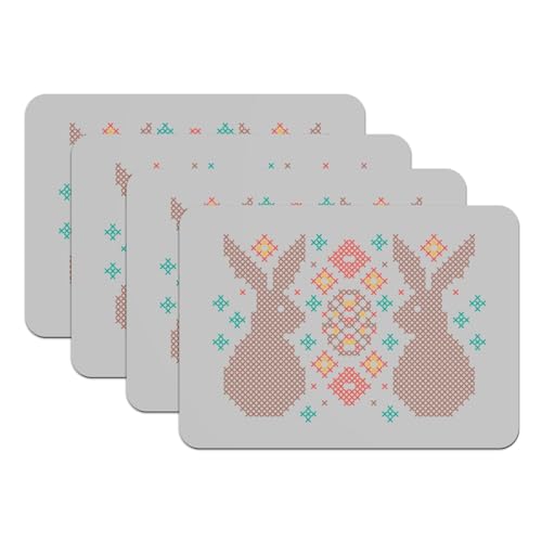 Sets de table gris motif lapin grand format aux finitions soignées