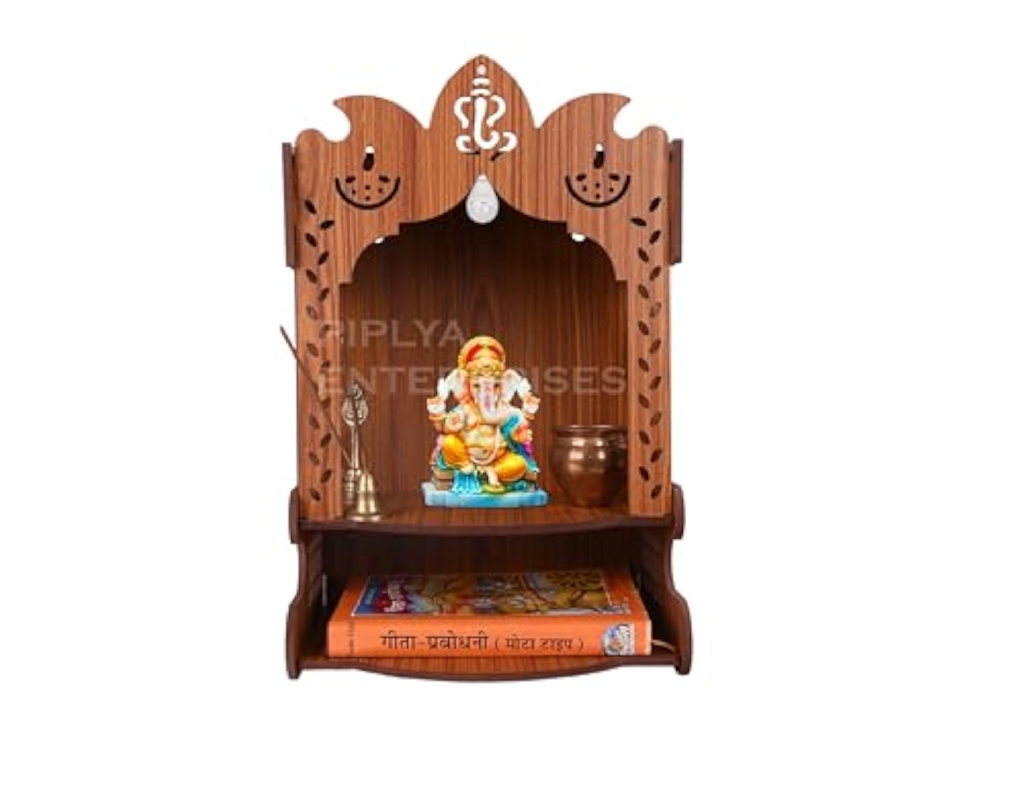 Beautiful Wooden Polished Temple Wall Mounted Size