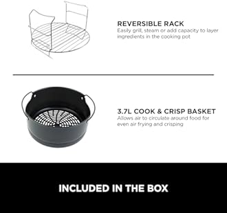 Ninja Foodi 9-in-1 Multi Cooker, 6L with 9 Cooking Functions, Pressure Cook, Air Fry, Slow Cook, Grill and more, Brushed Steel & Black, OP350UK