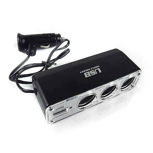 Expansor Zócalo Automóvil con Potencia Carga USB Triple Adaptador Cigarrillos Más Encendedor Carga Múltiples Dispositivos Accesorios