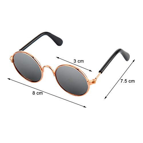 10 Pieces Cat Dog Sunglasses Funny Pet Glasses Round Metal Cat Classic Retro Sunglasses Pet Hippie Cute Dog Cat Cosplay Party Costume Photo Props Cosplay Glasses (Mixed Color) #TOP1