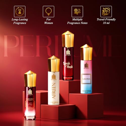 Image of Adilqadri Perfume Gift Set for Women (Pack of 4 x 10ml) | Long Lasting EDP Fragrance Combo for Her | Floral, Fruity, Musky, Woody & Sweet Notes | Travel Size Luxury Perfume Gift Set for Women