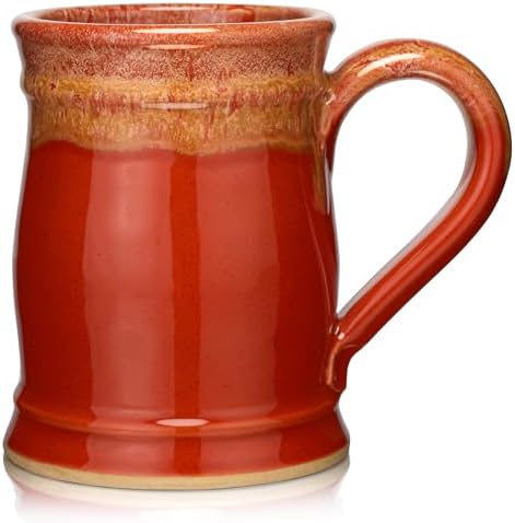 Uncommon Clay 20oz Barrel Coffee Mug Handmade in the USA (Cayenne/Rust)