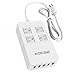 QICENT Desktop Power Strip 4AC Outlets with 40W/8A 5 USB Charging Ports for Smartphone Tablet Laptop Power Bank - White
