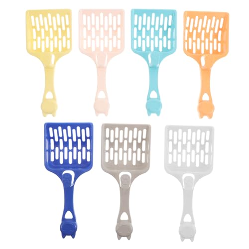 VANZACK 7Pcs Cat Litter Scoop Long Handle Lightweight Plastic Shovel with Fine Sifting Mesh for Efficient Litter Box Cleaning Ergonomic Design for Removal and Smell