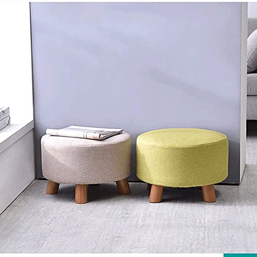 Taburete para pies de madera maciza y tela para sala de estar 8