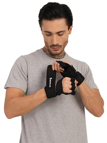 Image of BURNLAB Weight Lifting Gloves with Wrist Support, Work Out Gloves, Gym Gloves - Great for Cross Training, Pull Ups, Calisthenics and Gym, Workout Gloves for Men & Women (Black, XL)