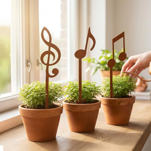 Juego de Estacas para Plantas de Metal con Notas Musicales miniatura 5