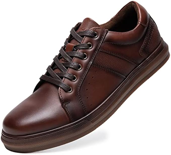 Men's Casual Oxford Sneaker Shoe Genuine Leather Fashion Design Low Top Walking Shoes for Men
