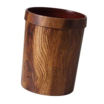 Retro Trash Can Rubbish Bin Plastic Container Lid Waste Basket Living Room Storage Classic Garbage Mimetic Wood Grain Bin Officetrash Cans Wastebask - View #8