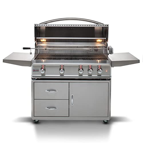 Outdoor Kitchen Professional Built-In Bbq Grill | 44" 4-Burner Natural Gas Ng Grill W/Rear Infrared Burner | Perfect For Outdoor Cooking & Entertaining By Blaze |Stainless Steel | Blz-4Pro-Ng #TOP22