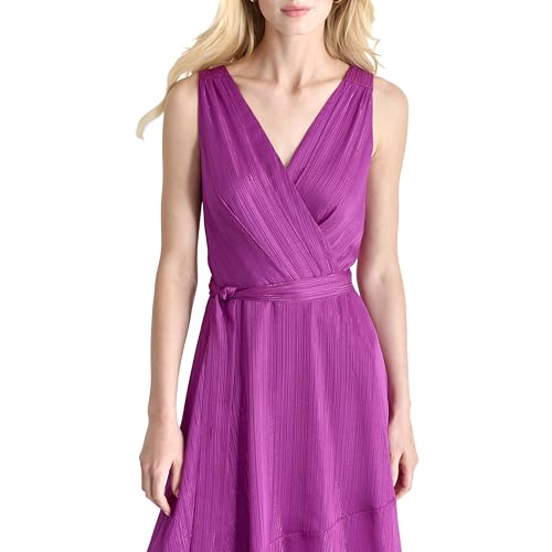 Image of DKNY Women's Sleeveless Tie Fit & Flare Midi Dress