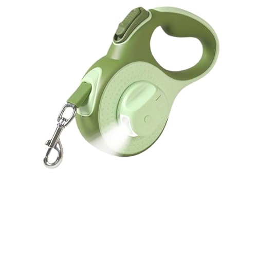 WEZANHI 伸縮式犬用リード、ロング、自動巻き、テディベア用、屋外用、LEDライトリング付き、長さ3m/5m、ホワイト、ブルー、グレー、パープル