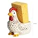 Bicuzat Ceramic Retro White Rooster Shape Sponge Holder for Kitchen Sink, Compact Sink Caddy Organizer, Scouring Pad and Dish Sponge Holder, A